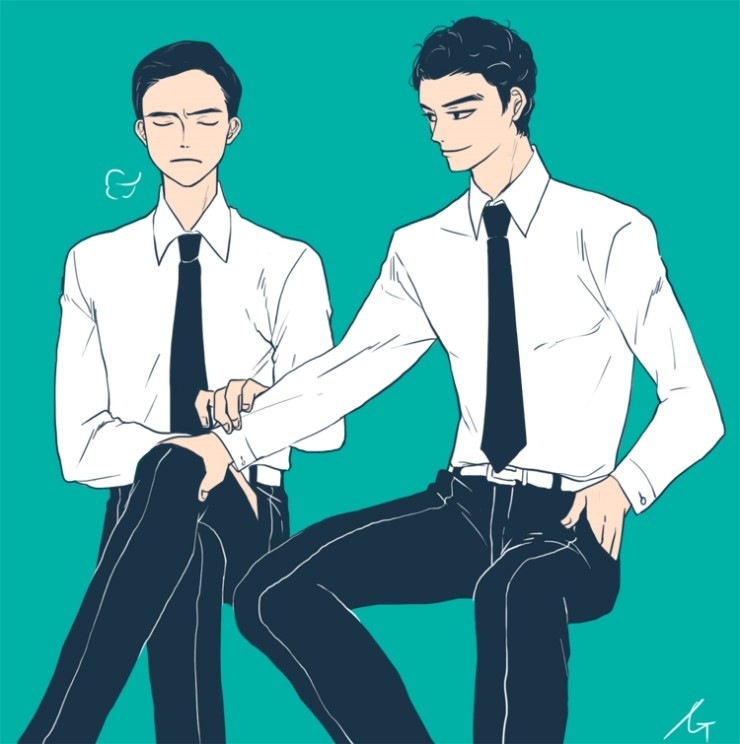 신세계 정청과 이자성을 그린 팬아트 일러스트
